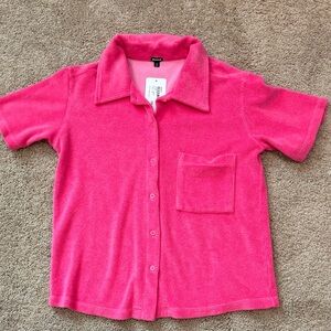New With Tags NWT Monrow Terry Pocket Shirt Size XS
